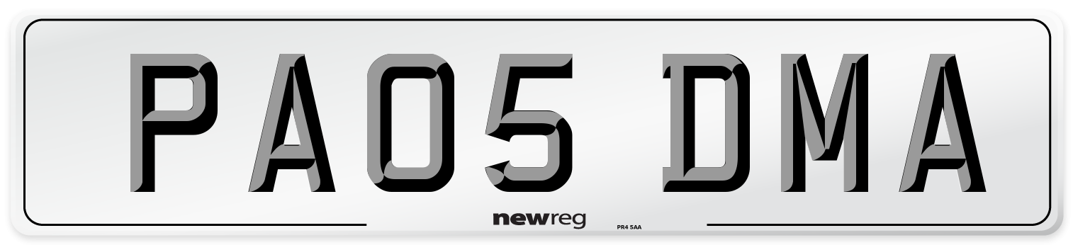 PA05 DMA Number Plate from New Reg
