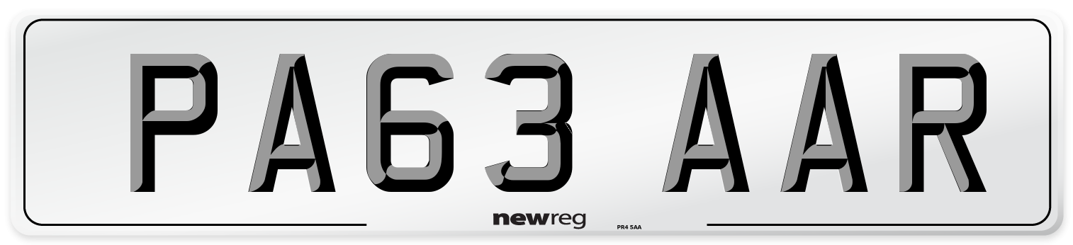 PA63 AAR Number Plate from New Reg