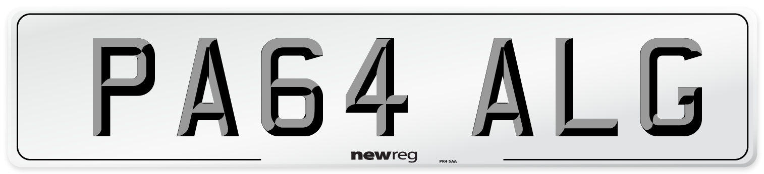 PA64 ALG Number Plate from New Reg
