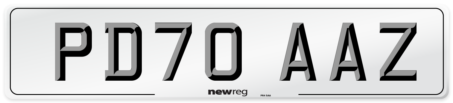 PD70 AAZ Rear Number Plate
