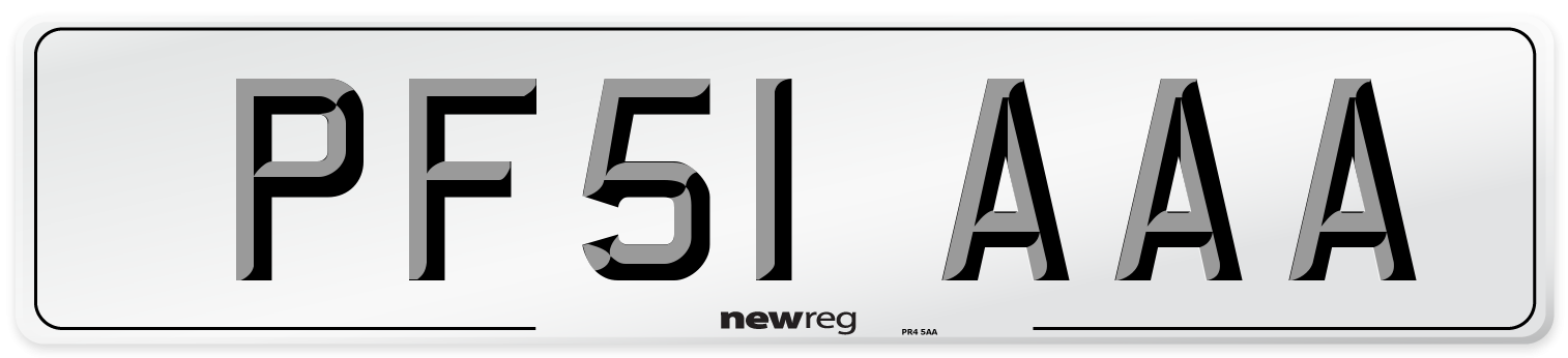 PF51 AAA Rear Number Plate