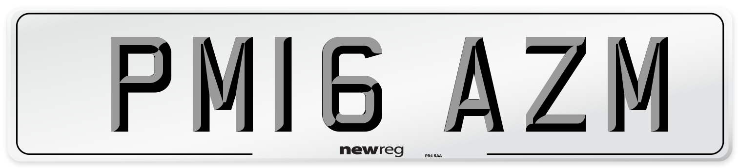 PM16 AZM Number Plate from New Reg