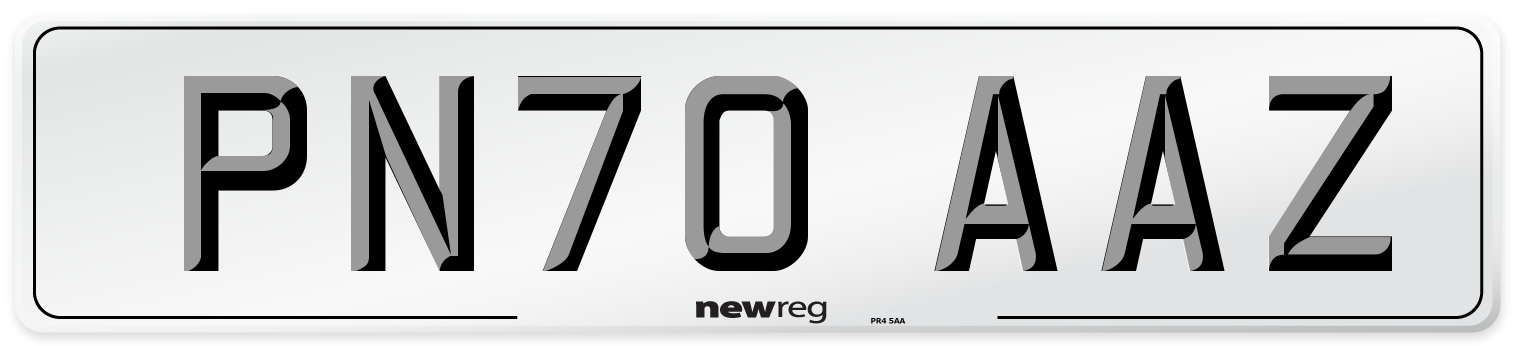PN70 AAZ Rear Number Plate