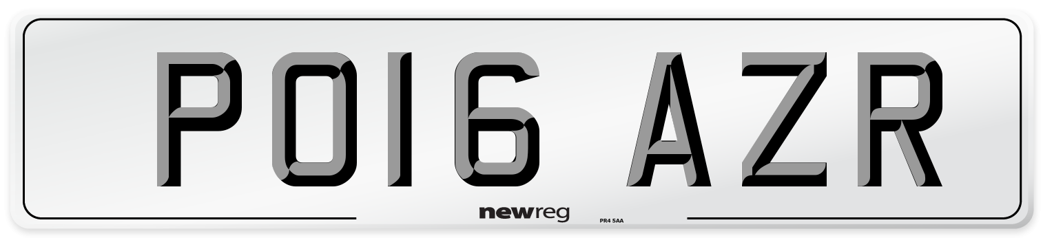 PO16 AZR Number Plate from New Reg