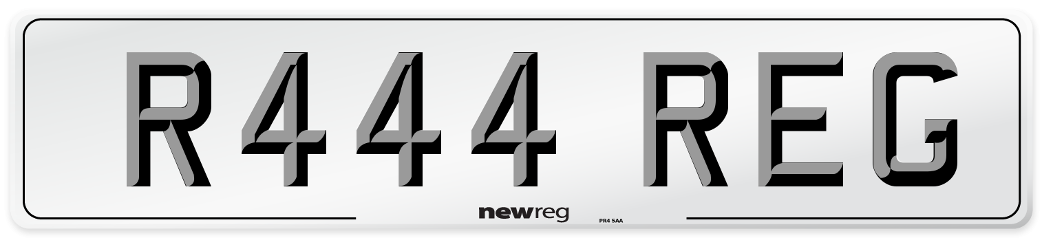R444 REG Rear Number Plate