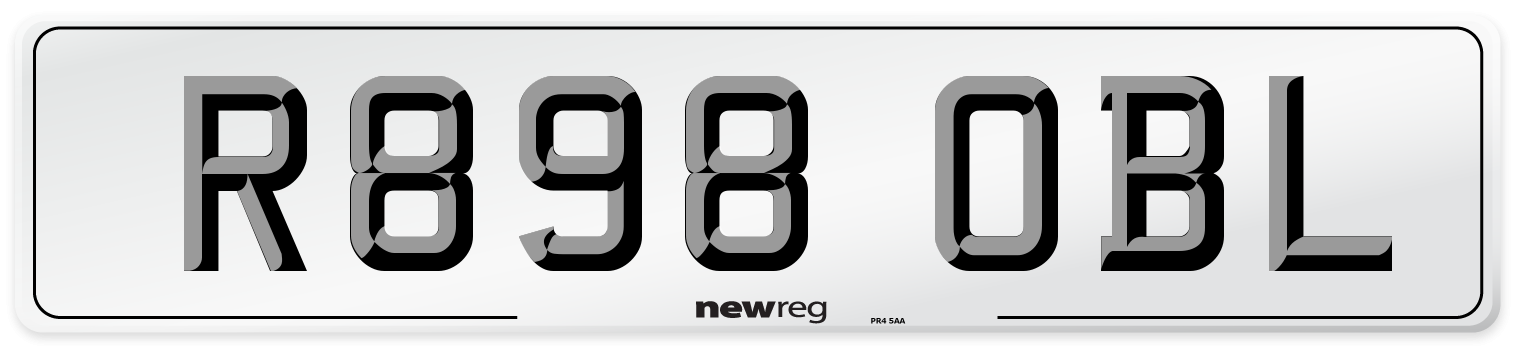 R898 OBL Rear Number Plate