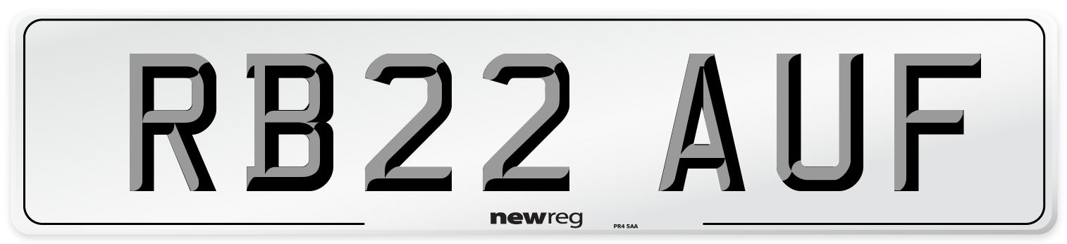 RB22 AUF Rear Number Plate