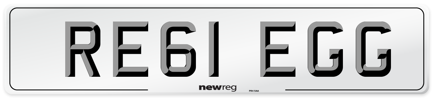 RE61 EGG Rear Number Plate
