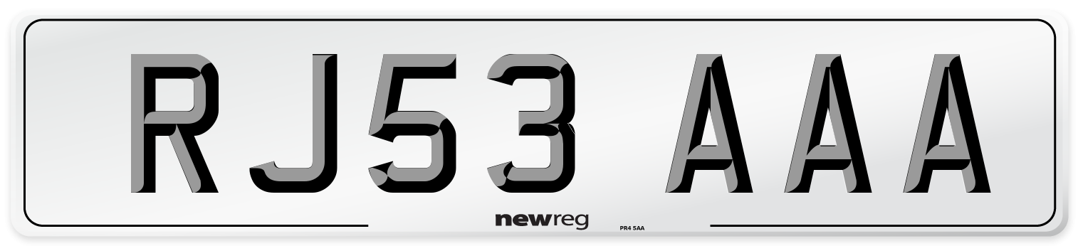 RJ53 AAA Number Plate from New Reg