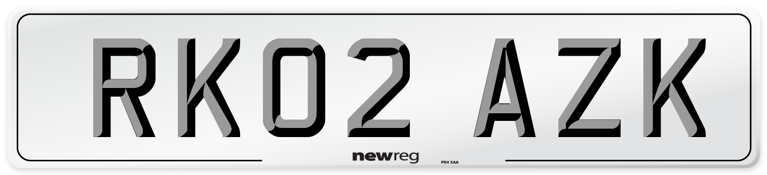 RK02 AZK Number Plate from New Reg