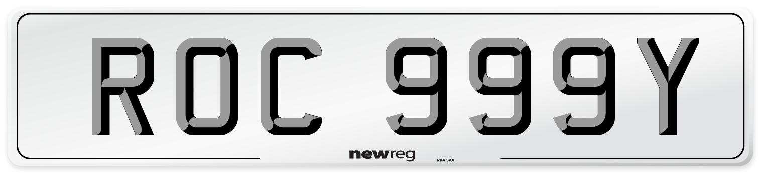 ROC 999Y Rear Number Plate