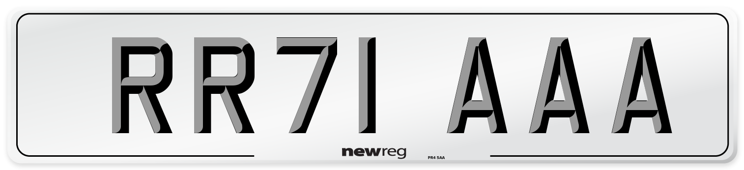 RR71 AAA Rear Number Plate
