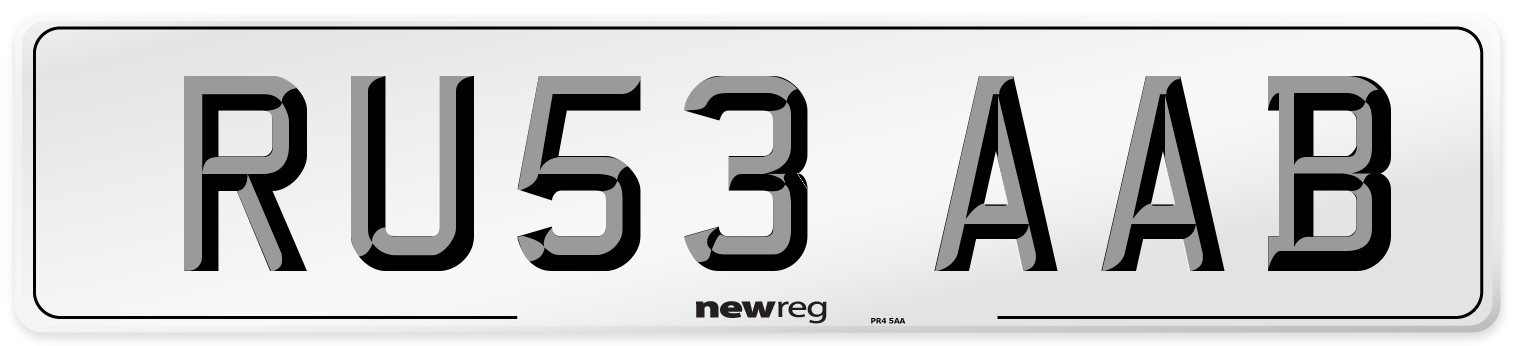 RU53 AAB Number Plate from New Reg