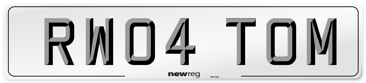 RW04 TOM Rear Number Plate