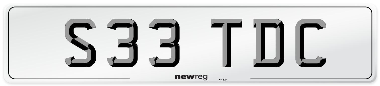 S33 TDC Rear Number Plate