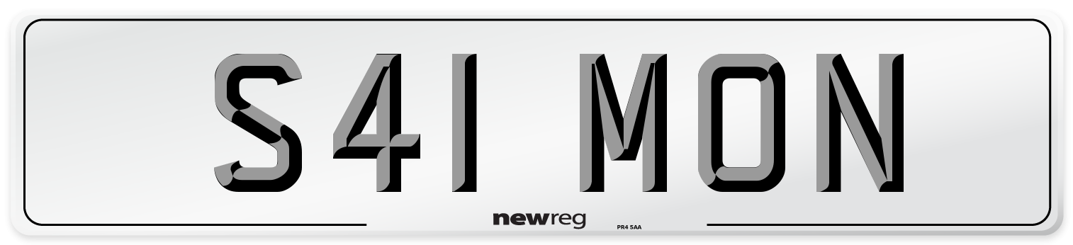 S41 MON Number Plate from New Reg