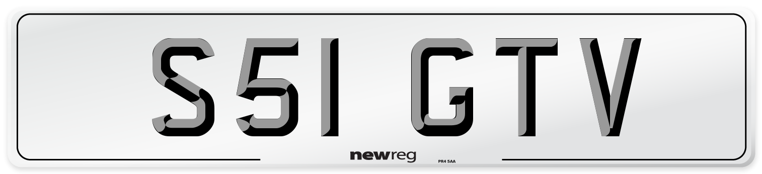 S51 GTV Rear Number Plate