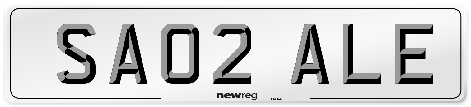 SA02 ALE Rear Number Plate