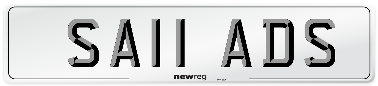 SA11 ADS Number Plate from New Reg