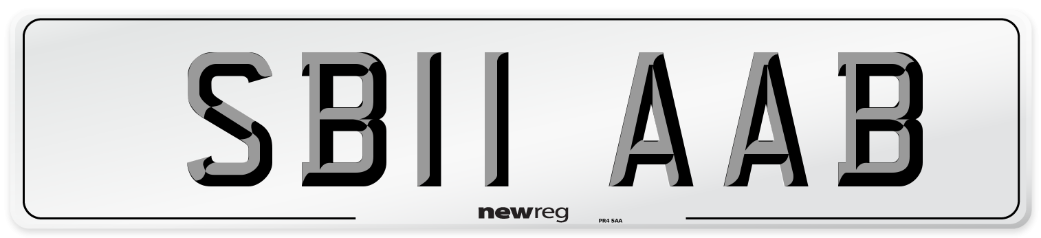 SB11 AAB Rear Number Plate