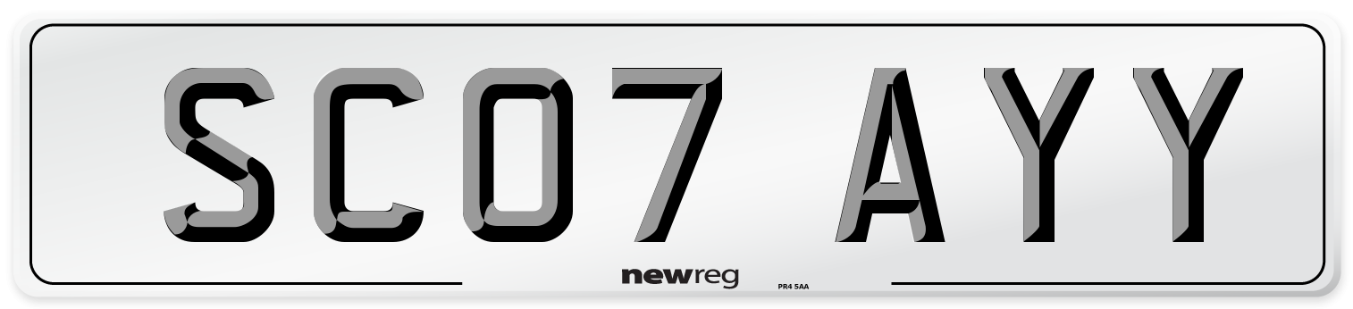 SC07 AYY Rear Number Plate
