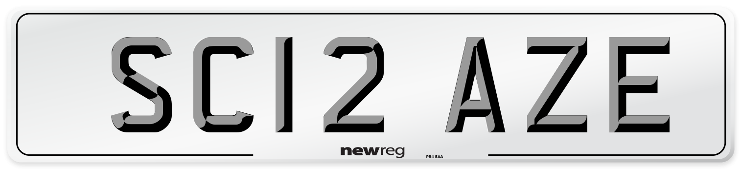 SC12 AZE Rear Number Plate