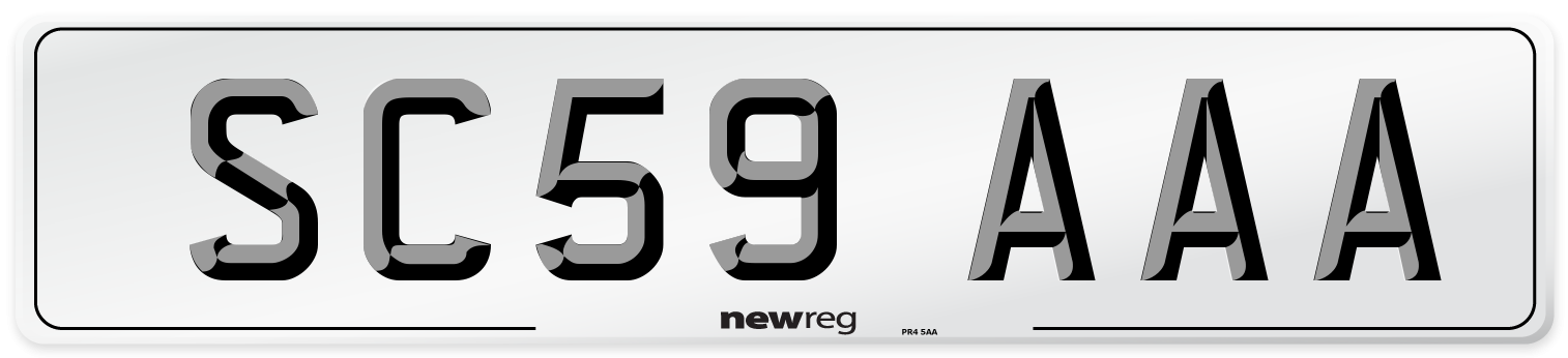 SC59 AAA Rear Number Plate