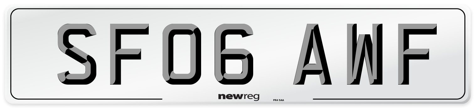 SF06 AWF Number Plate from New Reg