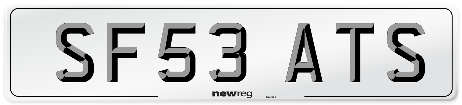 SF53 ATS Number Plate from New Reg