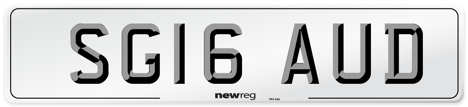 SG16 AUD Number Plate from New Reg
