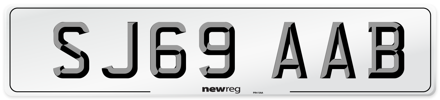 SJ69 AAB Rear Number Plate