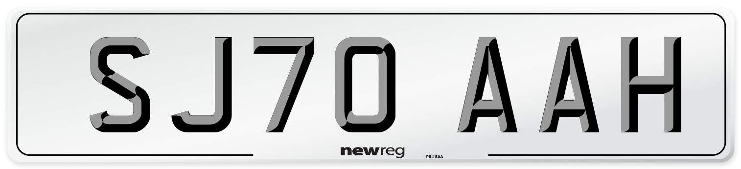 SJ70 AAH Rear Number Plate