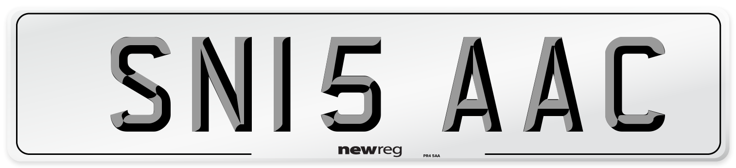 SN15 AAC Rear Number Plate