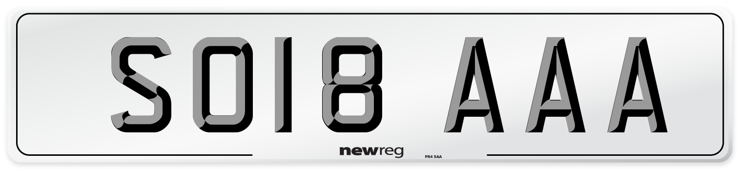 SO18 AAA Rear Number Plate