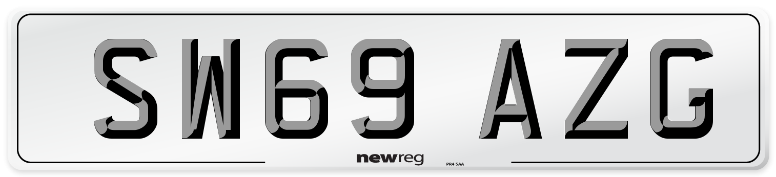 SW69 AZG Rear Number Plate