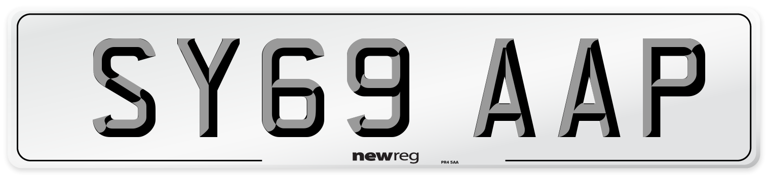 SY69 AAP Rear Number Plate