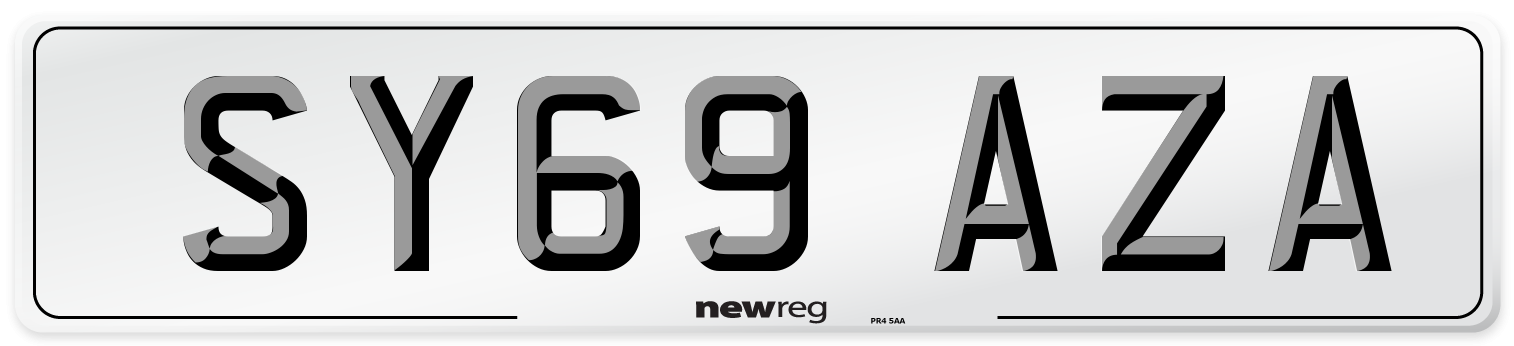 SY69 AZA Rear Number Plate