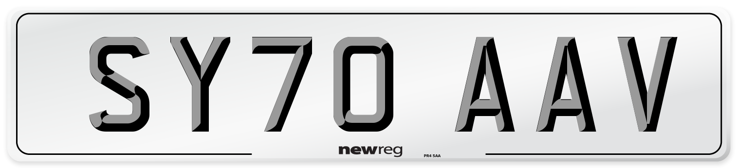 SY70 AAV Rear Number Plate
