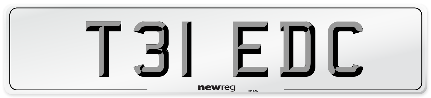 T31 EDC Number Plate from New Reg