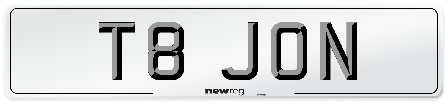 T8 JON Number Plate from New Reg