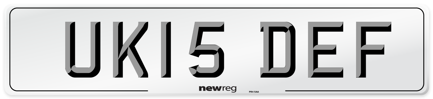 UK15 DEF Rear Number Plate