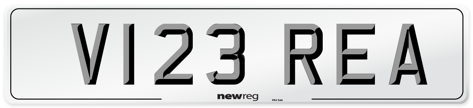 V123 REA Number Plate from New Reg