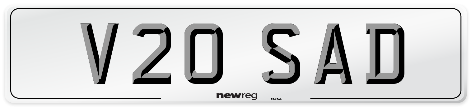 V20 SAD Rear Number Plate