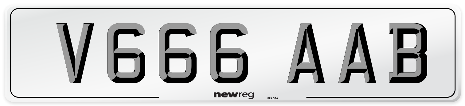 V666 AAB Rear Number Plate
