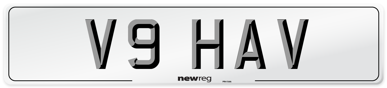 V9 HAV Rear Number Plate