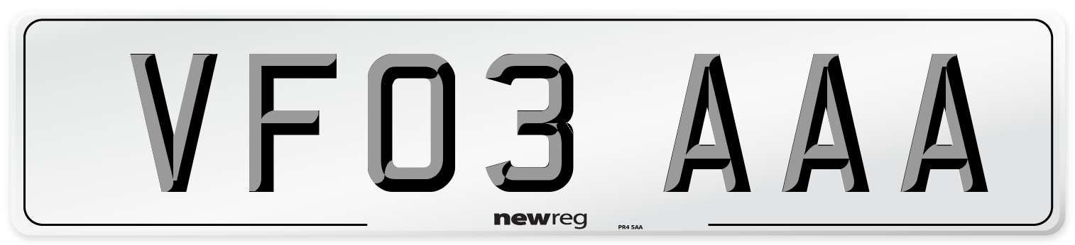 VF03 AAA Number Plate from New Reg
