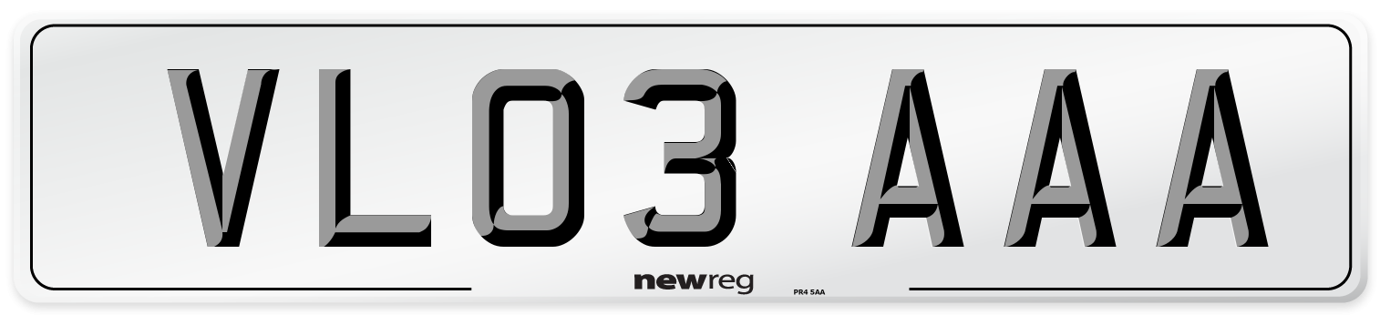 VL03 AAA Rear Number Plate