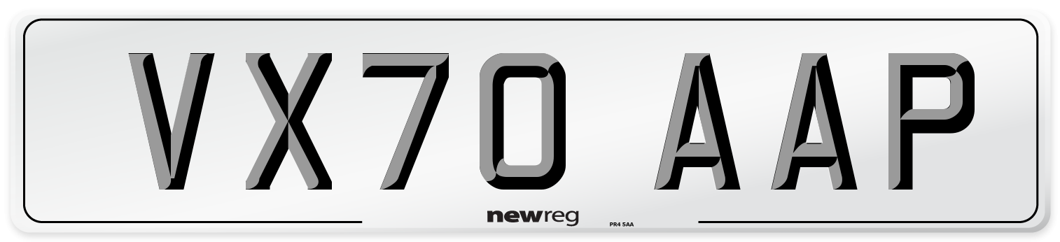 VX70 AAP Rear Number Plate
