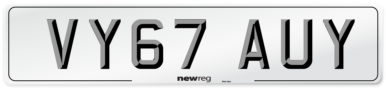 VY67 AUY Number Plate from New Reg