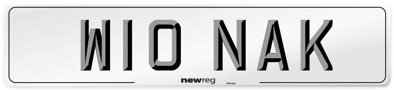 W10 NAK Rear Number Plate